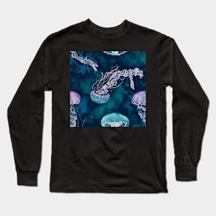 Deep Sea Delight Ocean Blue Long Sleeve T-Shirt